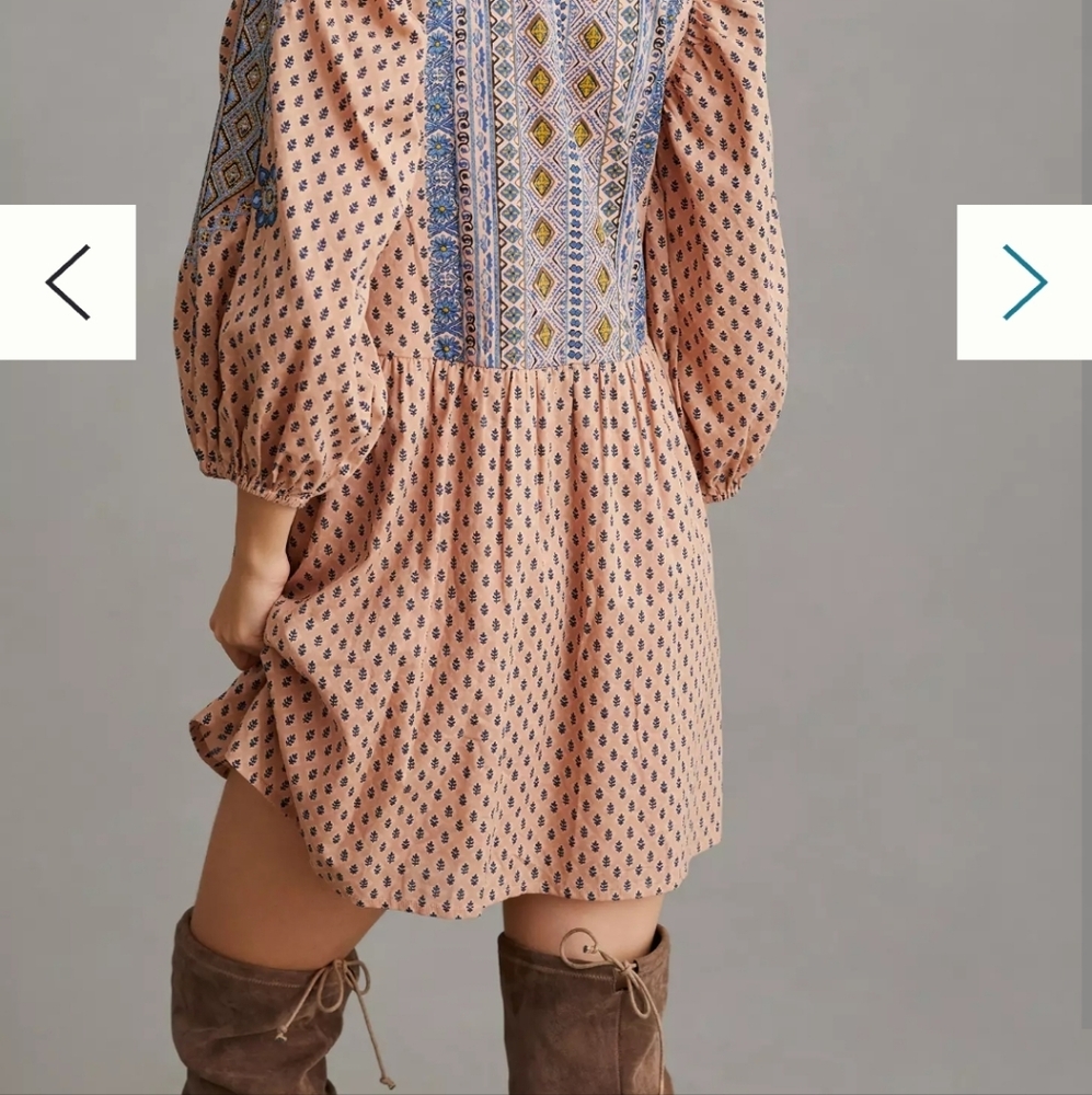 Anthropologie Embroidered Top with Blue and Gold Accents - Picture 10 of 11